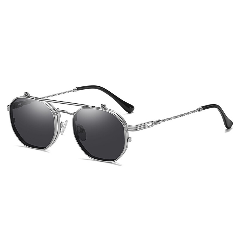 Retro Steampunk Flip Up Sunglasses Geometric Round Vintage Style Fashion Glasses