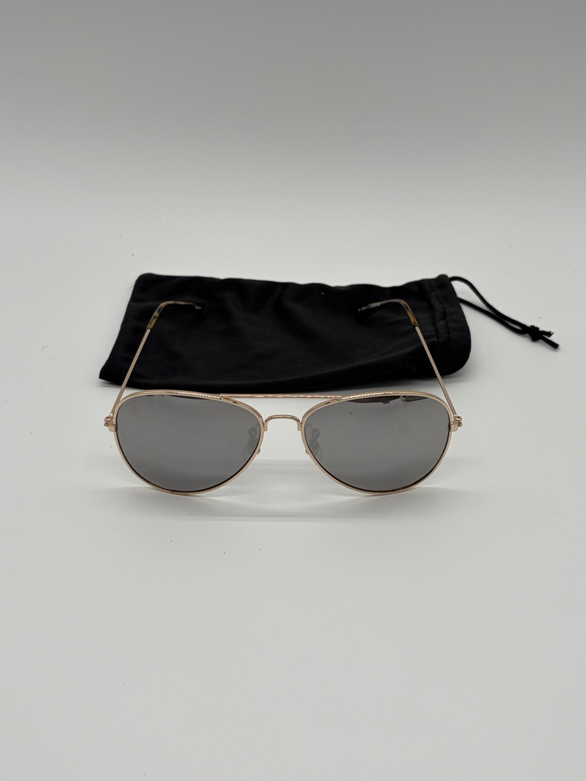 Women’s Aviator Sunglasses Gold Tone Tortoise Arms Dark Lens Double Bridge