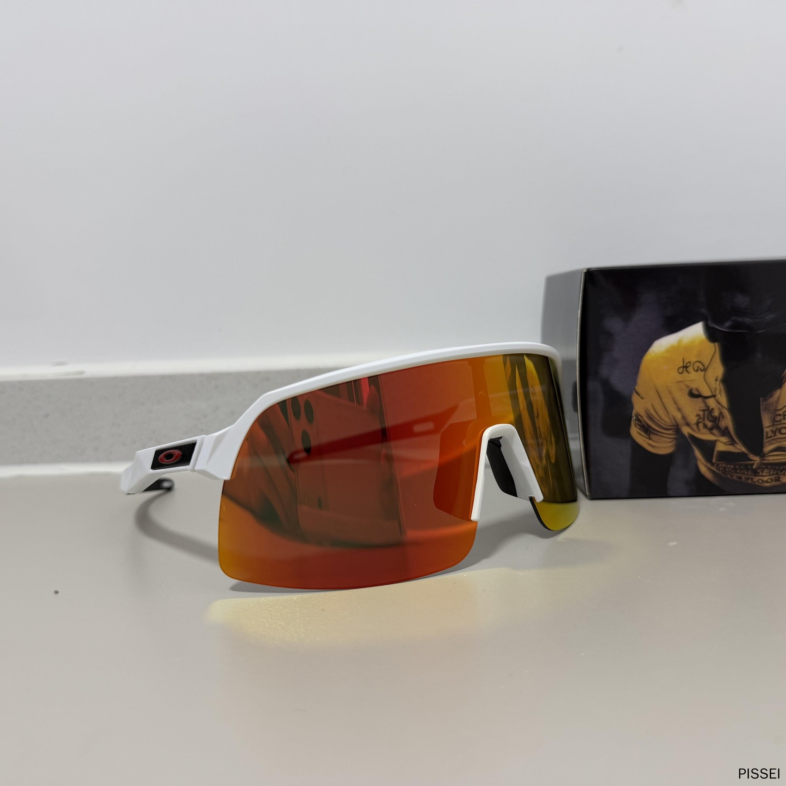 Oakley SUTROLITES Cycling Sports Glasses for Men, White Frame with Red IN BOX