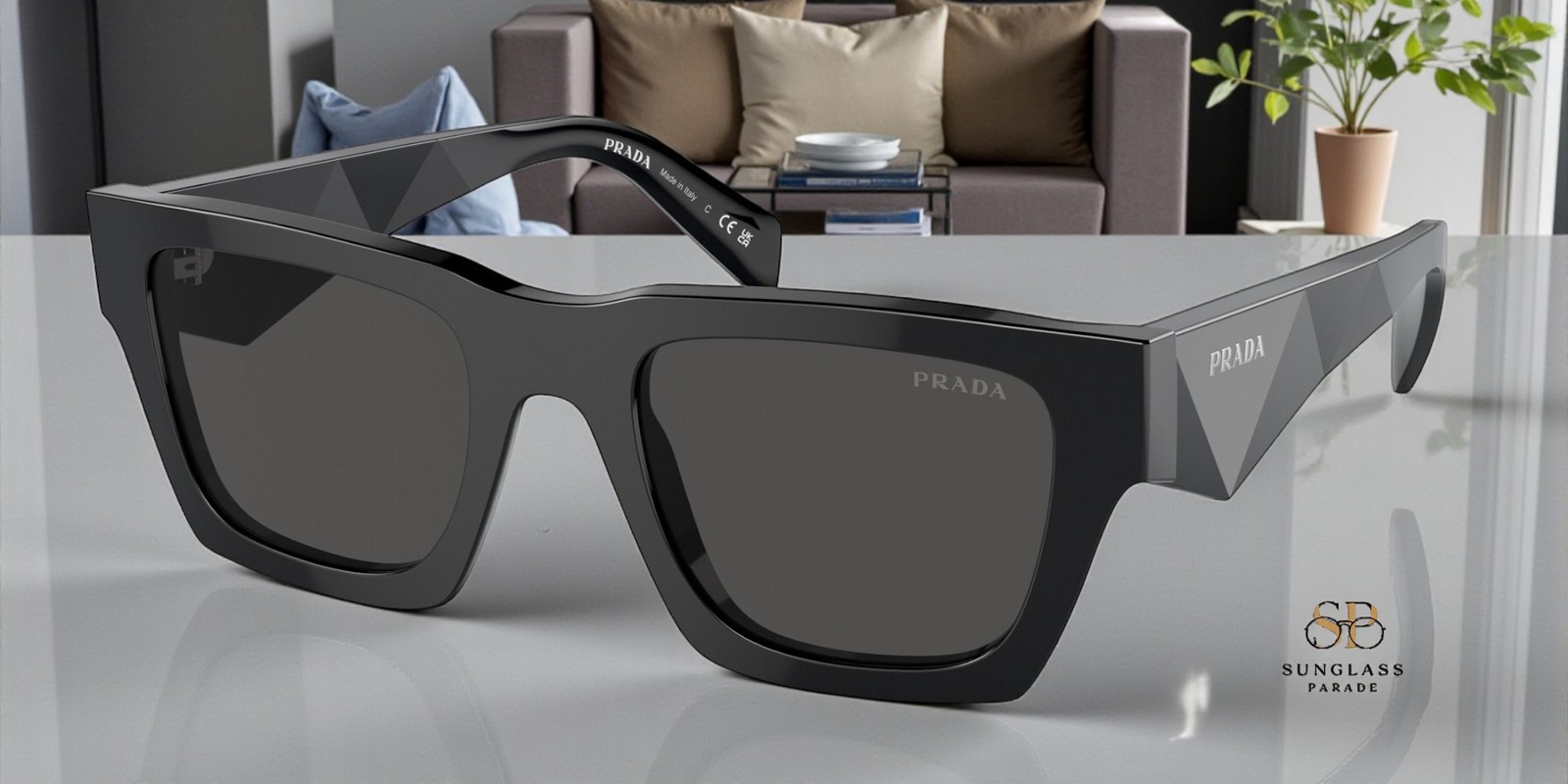 PRADA PR A06S 16K08Z Black Dark Grey 50 mm Men’s Sunglasses