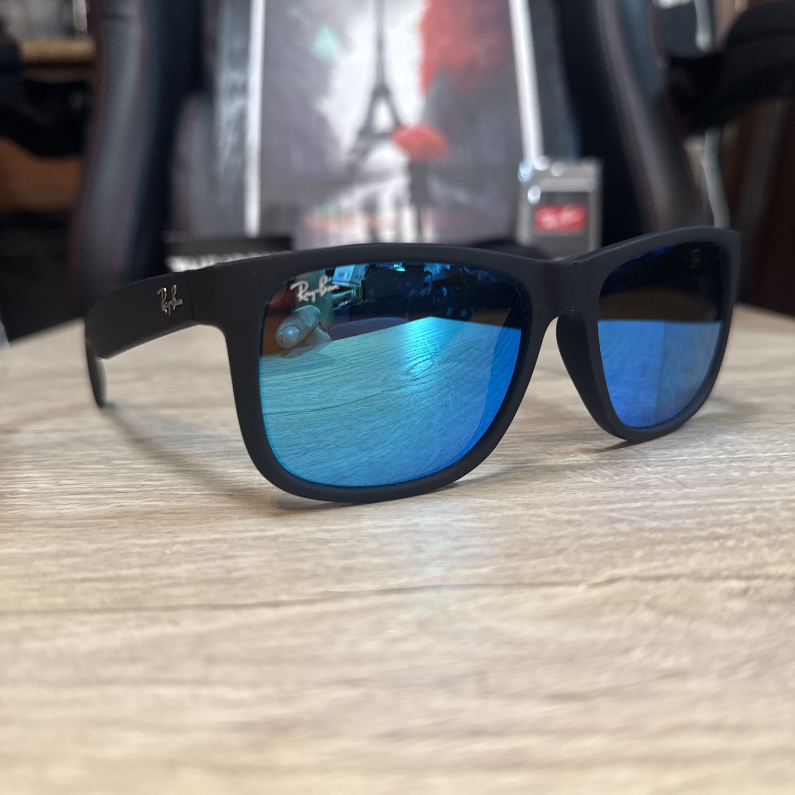 RayBan 4165 Justin 622/55 Matte Black/ Blue Mirror 54mm