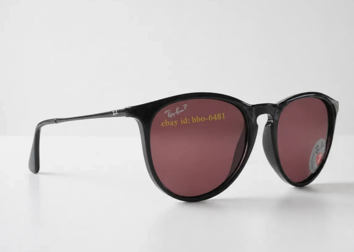 Ray-Ban Erika RB4171 Polarized Sunglasses Round Lens Purple Black Frames 54MM