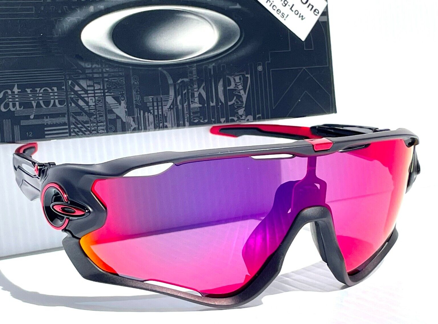 NEW Oakley JAWBREAKER Matte Black & Red PRIZM Road Ruby Lens Sunglass 9290-20