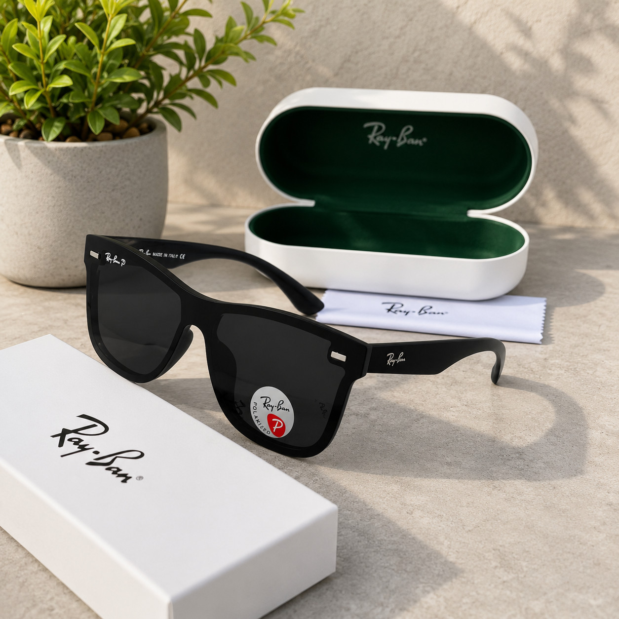 Ray-Ban Wayfarer Style Black Polarized Square Sunglasses for Men & Women (UV400