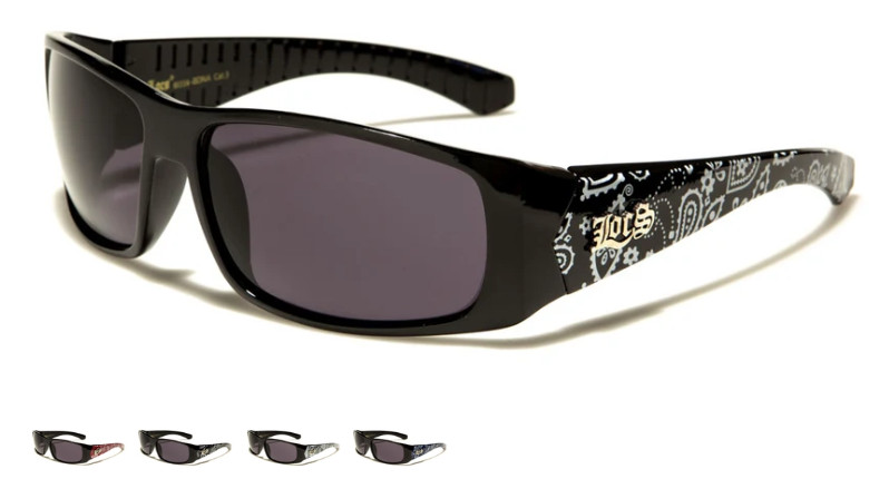 LOCS Sunglasses Gangster Style Sport Bandana Prints Pointy Locs Logo Temple Wrap