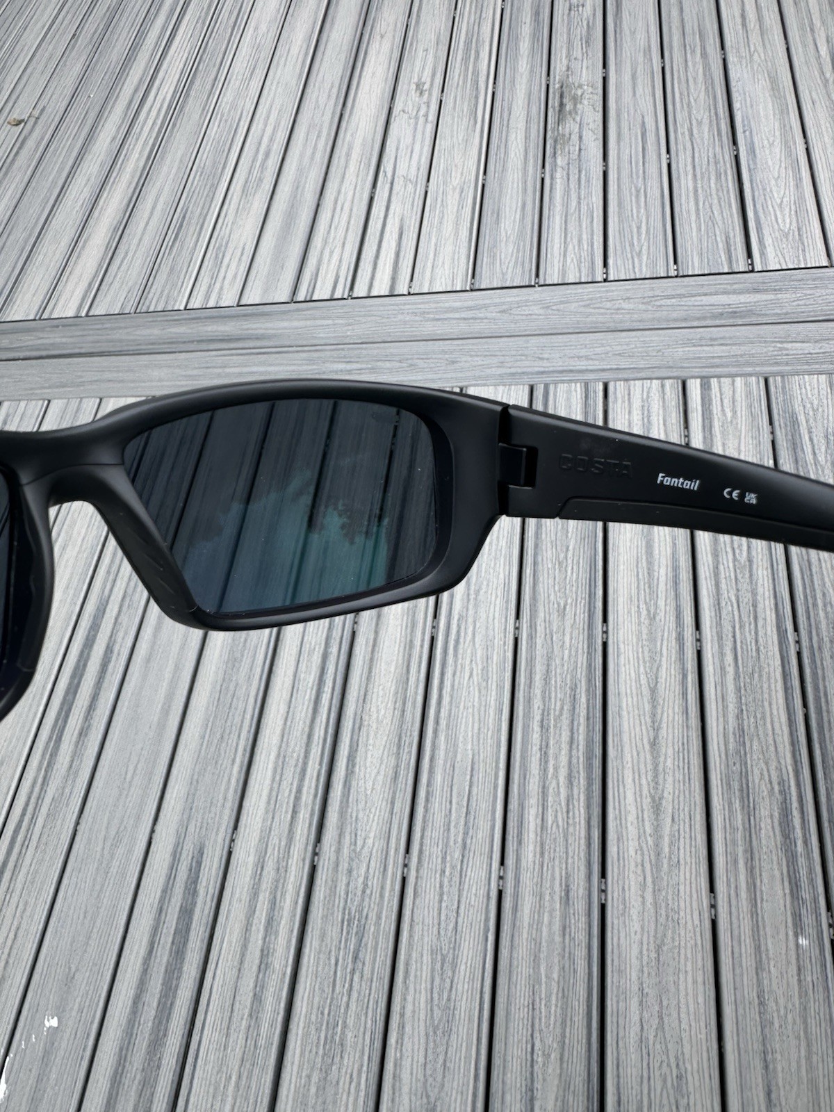 Costa Fantail Men’s Polarized Sunglasses Blue Lenses Black Plastic Frame Case