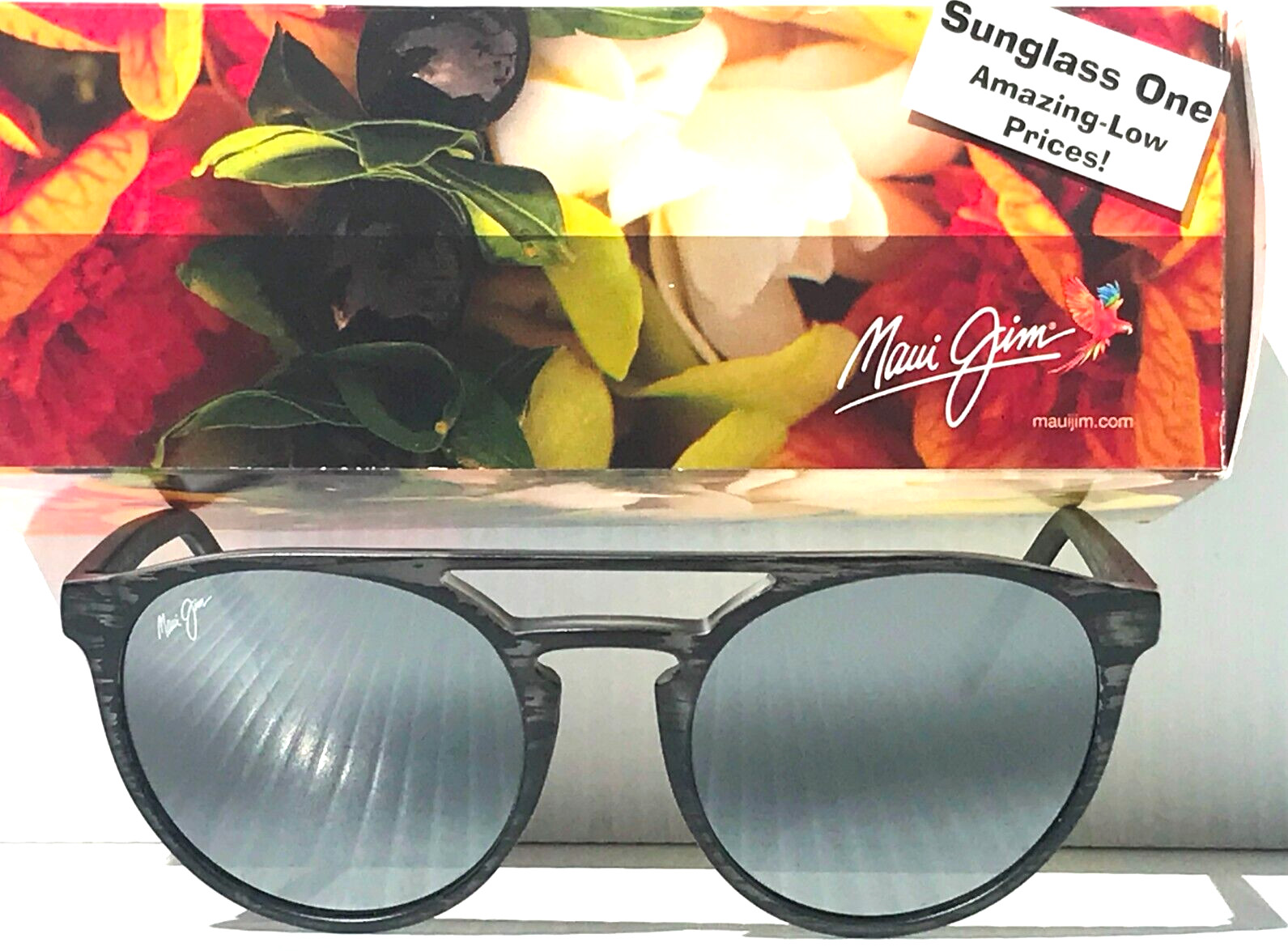 UK Maui Jim AH DANG Matte Grey Woodgrain POLARIZED Grey GLASS Sunglass 781-11M