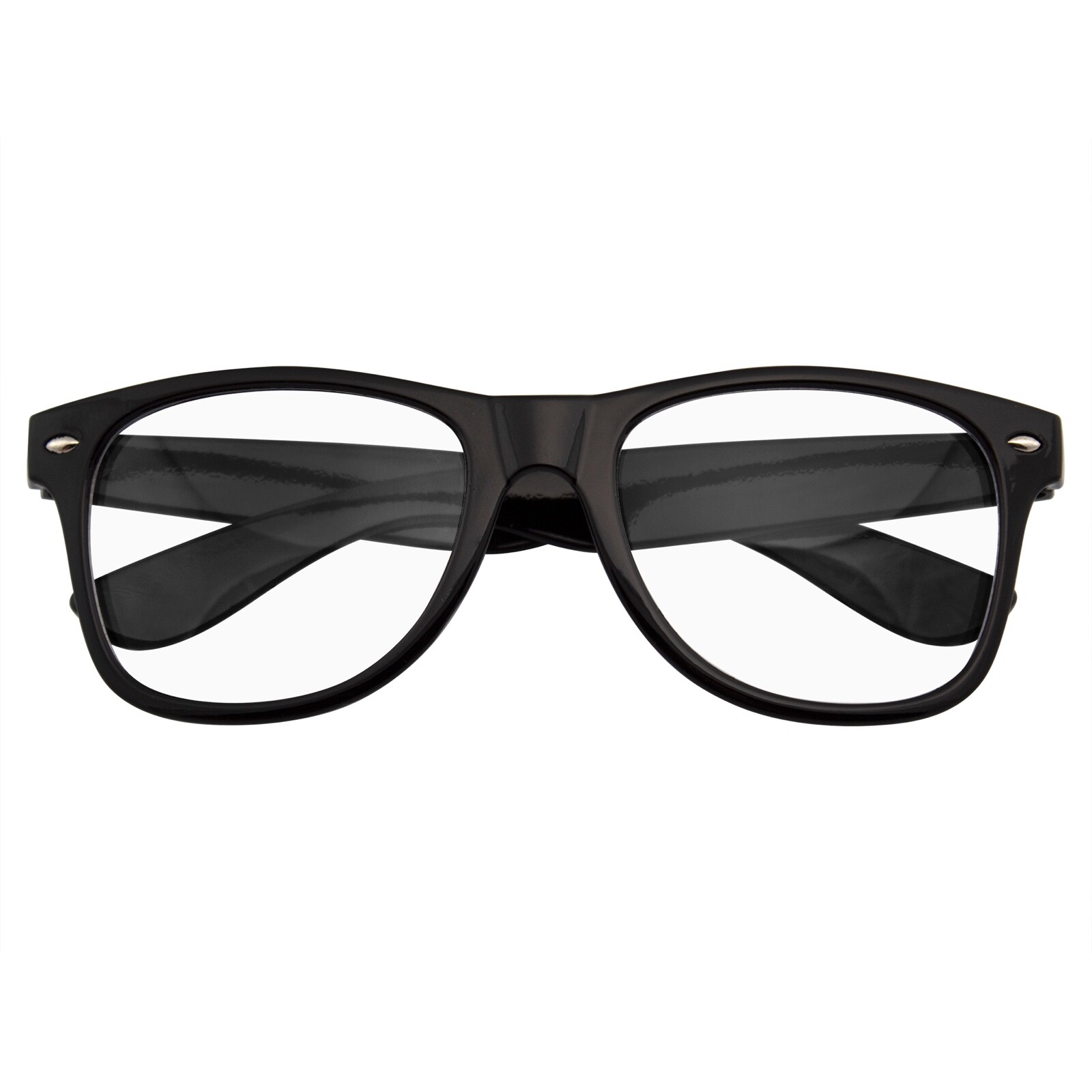MENS WOMENS NERD BLACK GEEK GLASSES GLOSSY CLEAR LENS Clear frame sunglasses