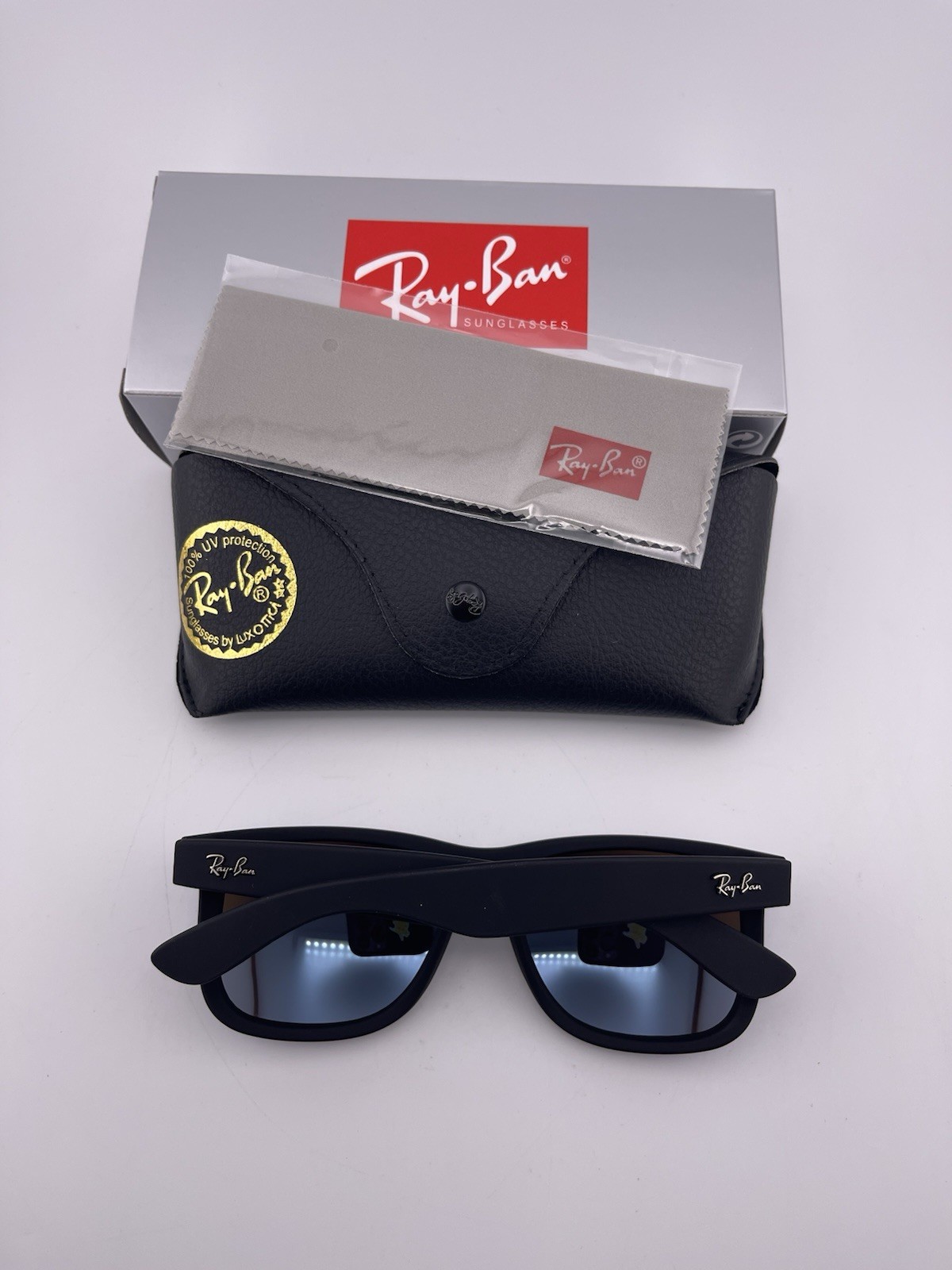 Ray-Ban Justin RB4165 Polarized Sunglasses Blue Mirror Lens UV400 Black 54mm