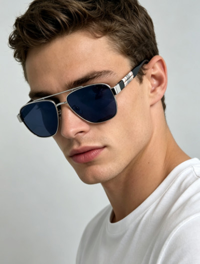 Burberry BE2394 Sunglasses 64‑16‑143 Silver Frame Dark Blue Lens