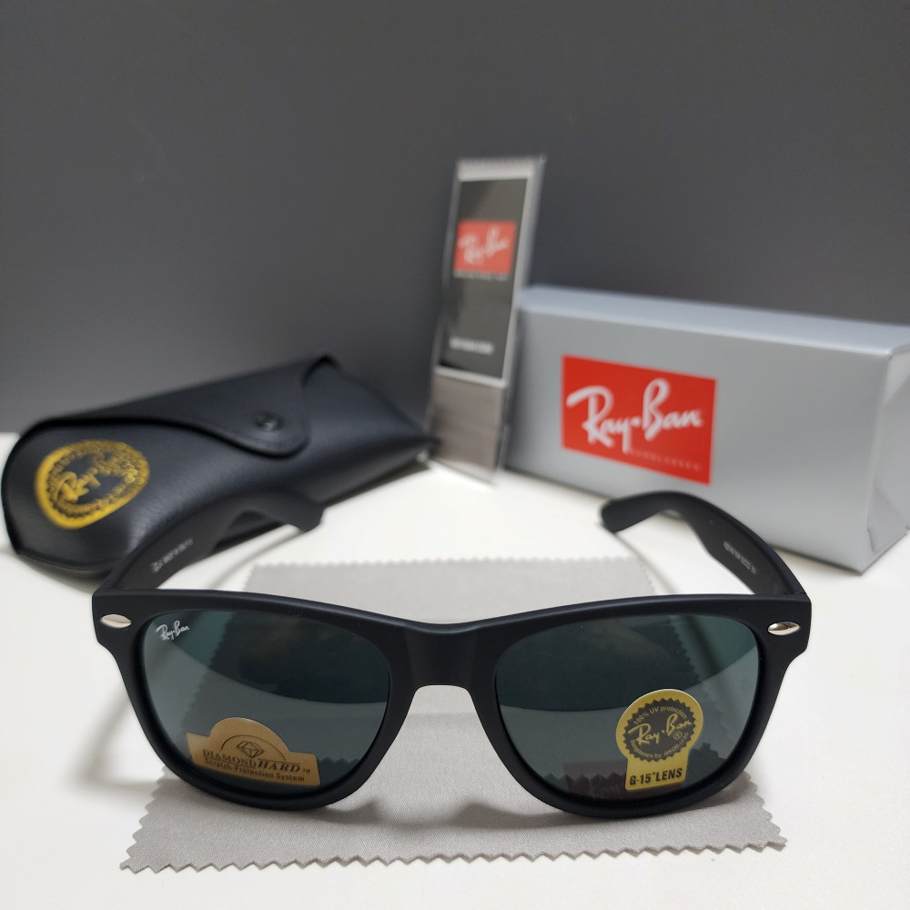 Ray-Ban RB2140 904 Wayfarer Sunglasses Black Frame Glass Gray Lens 50-22 mm