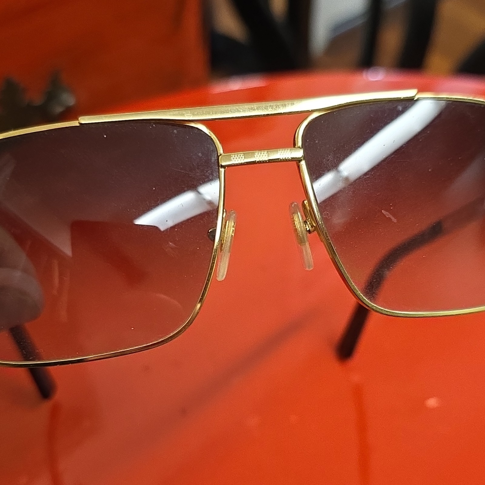 Louis Vuitton Z0359U Gold Metal Square Sunglasses Brown Tinted Lens Men