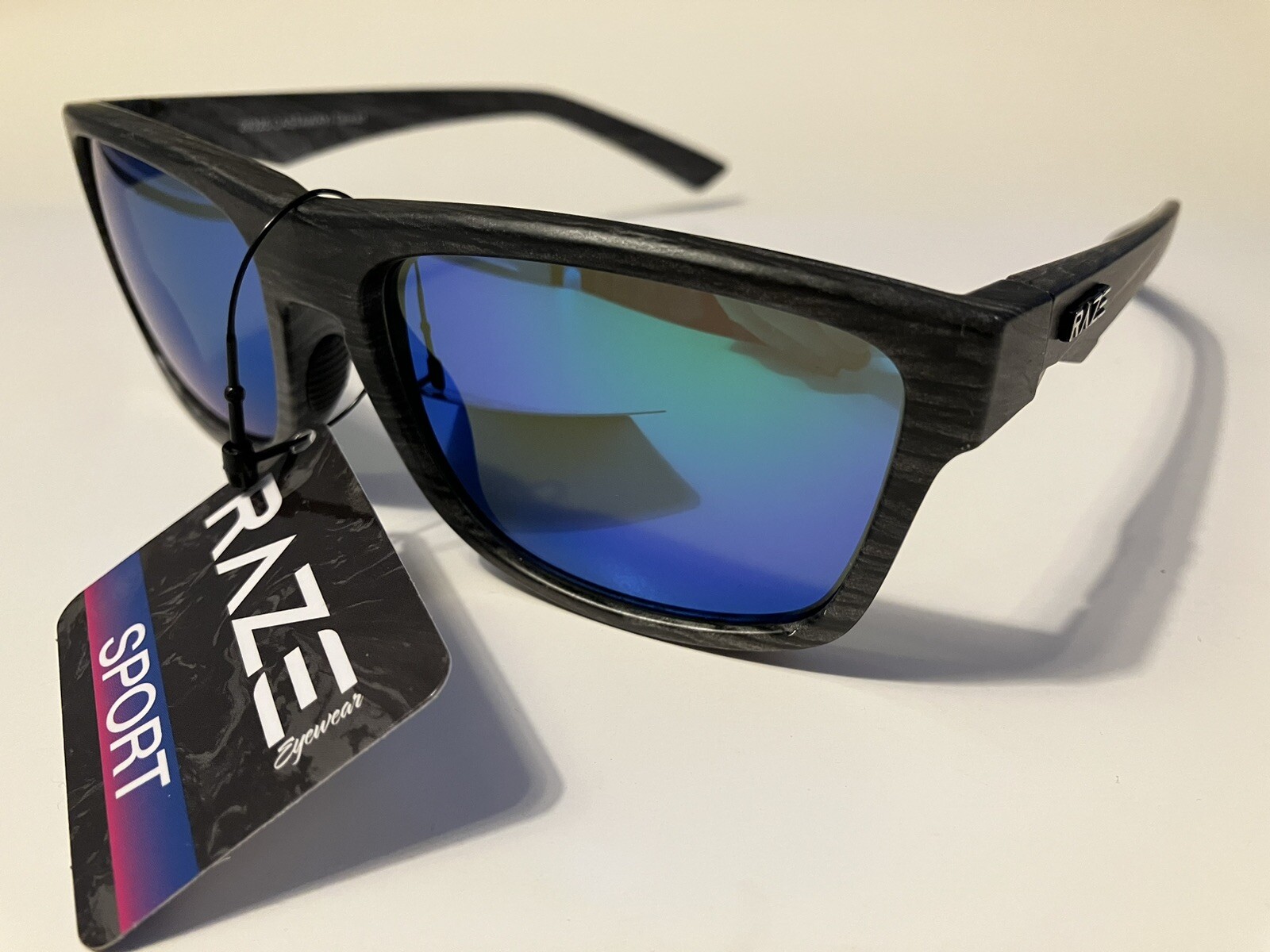 RAZE Eyewear Sunglasses Castaway Gray Wood grain Mirrored 29325 WM129