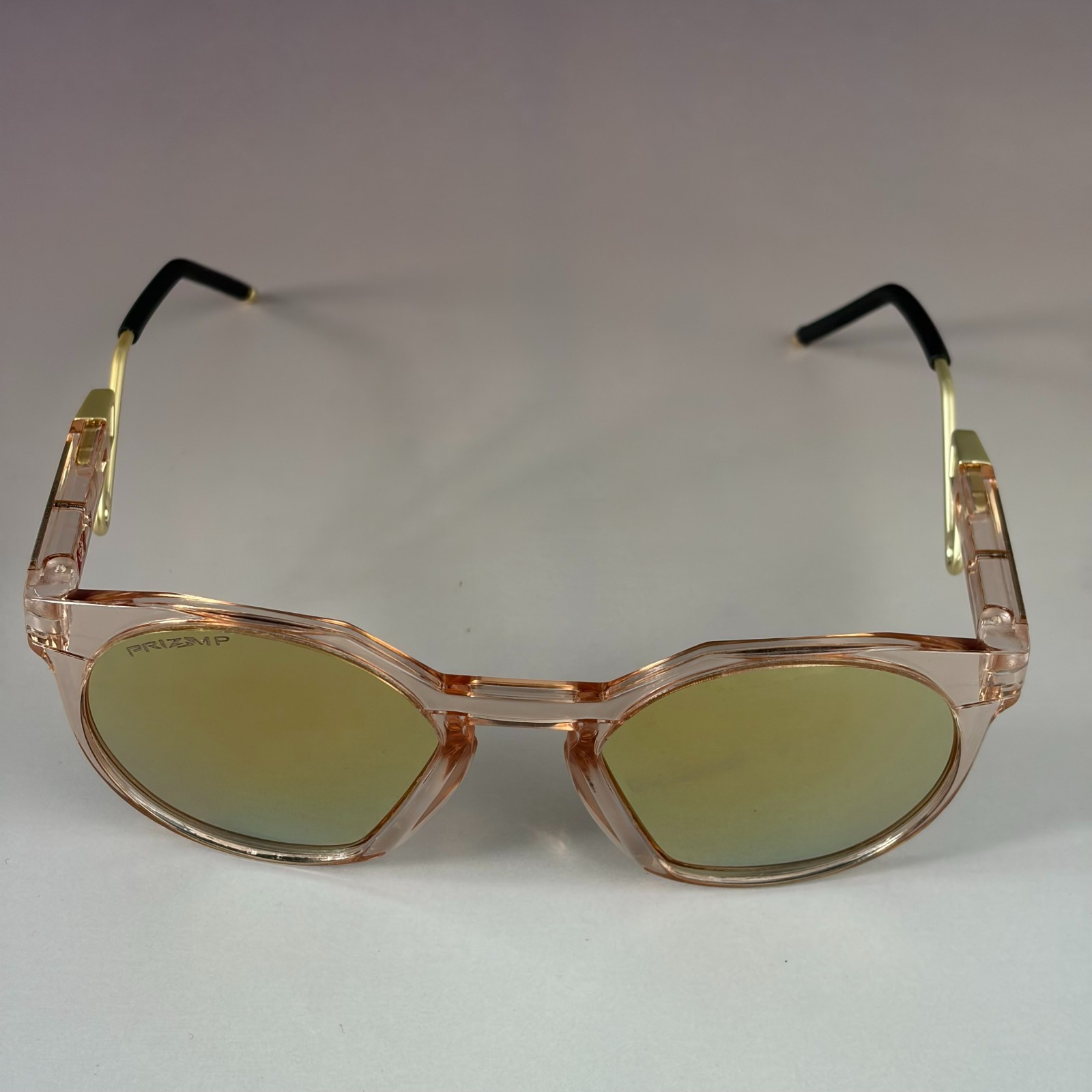 Oakley HSTN Metal Sunglasses Clear Pink Frame Prizm Gold Polarized New W/ Case