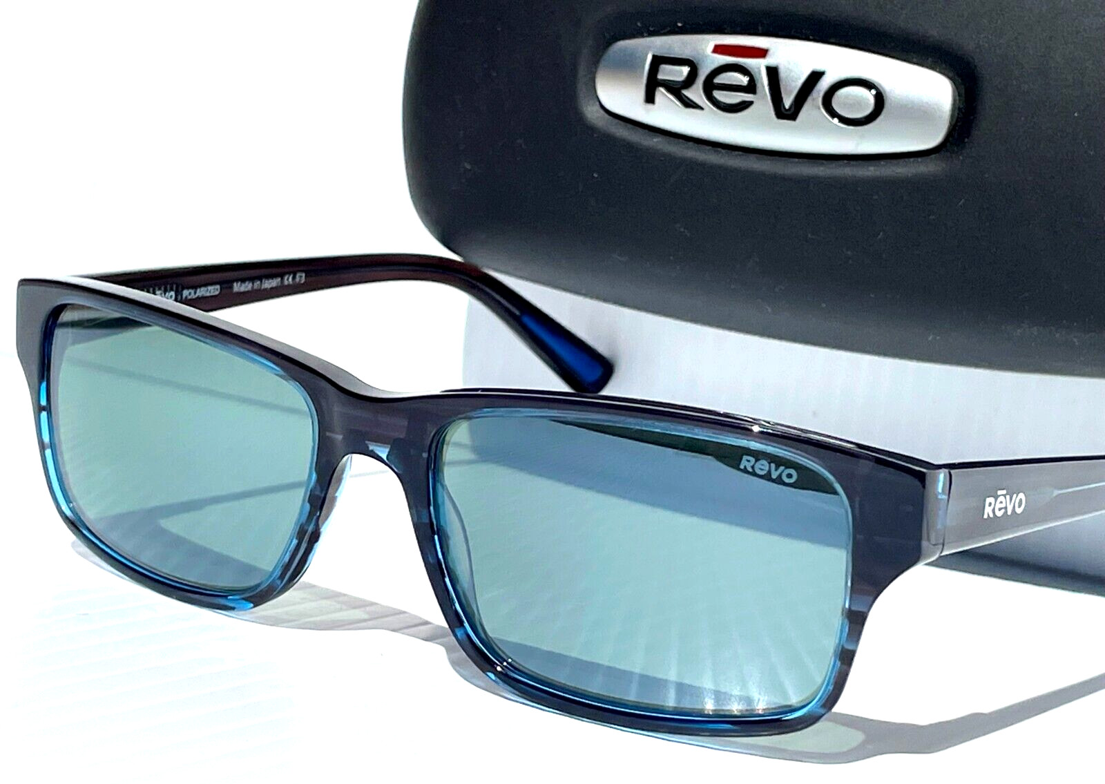 NEW Revo FINLEY G Polished Blue Horn POLARIZED Grey GLASS Sunglass 1176 05 SG50