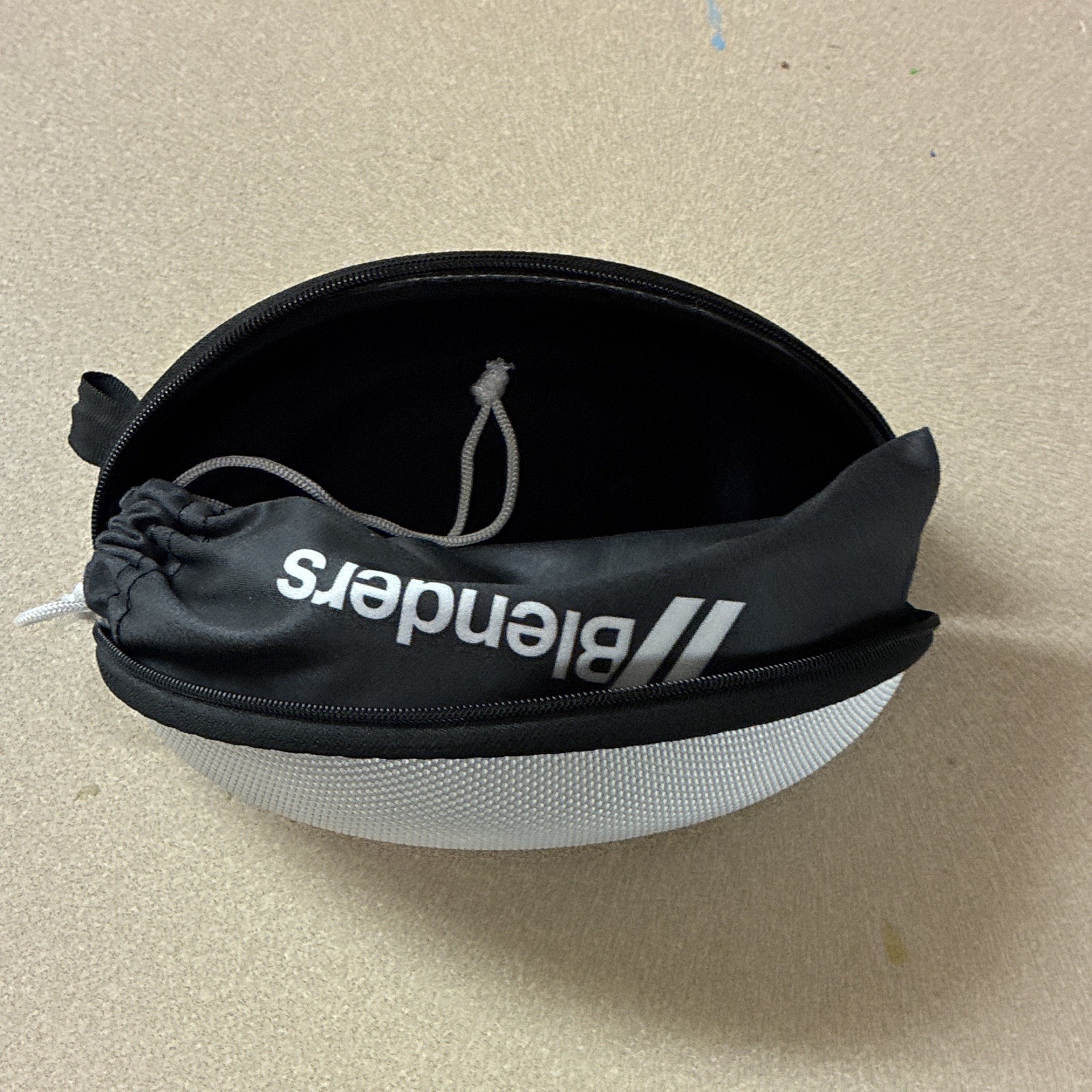 Blenders Sport Sunglasses Black Plastic Frame Blue Mirrored Lenses Case Pouch