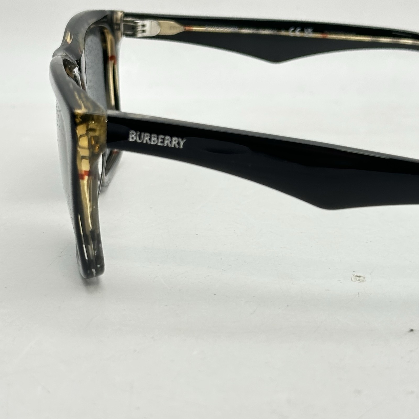 Burberry Mens Square Thick Acetate Full Rim Sunglasses BE4434 Black On Check