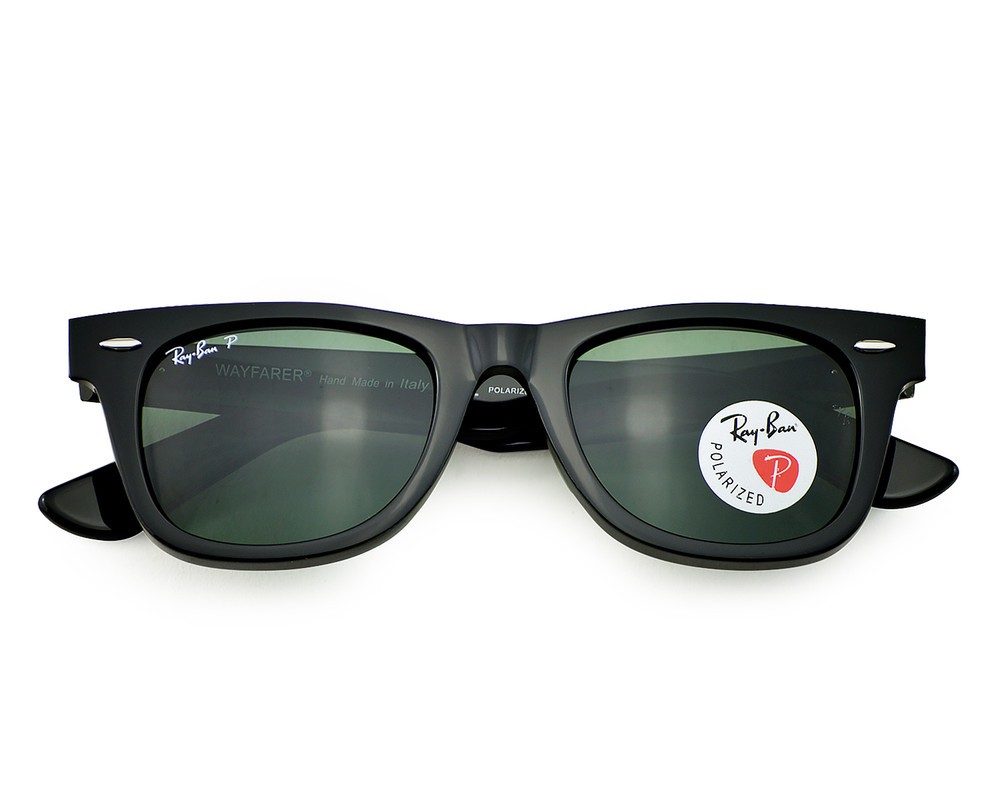 Ray-Ban RB2140 Original Wayfarer Black Frame Polarized Green Lenses 50mm Unisex