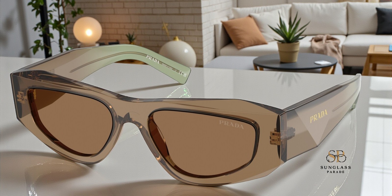 PRADA PR B19S 29E90F Terra Light Brown 52 mm Men’s Sunglasses