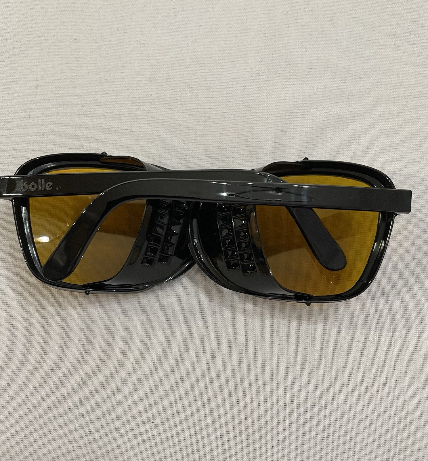 Bolle France Sport Aviator Vintage Black Mustard Frame Sunglasses Side Shields