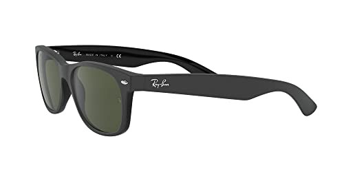 RAY-BAN RAY-BAN RB2132 NEW WAYFARER 6462/31 RUBBER BLACK ON BLACK/G-15 GREEN