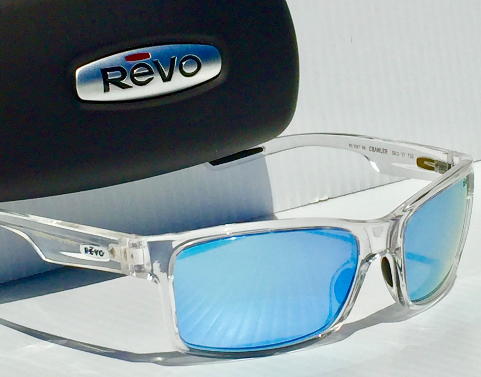 NEW* REVO CRAWLER CLEAR w Blue POLARIZED Lens Sunglass RE 1027 09 BL