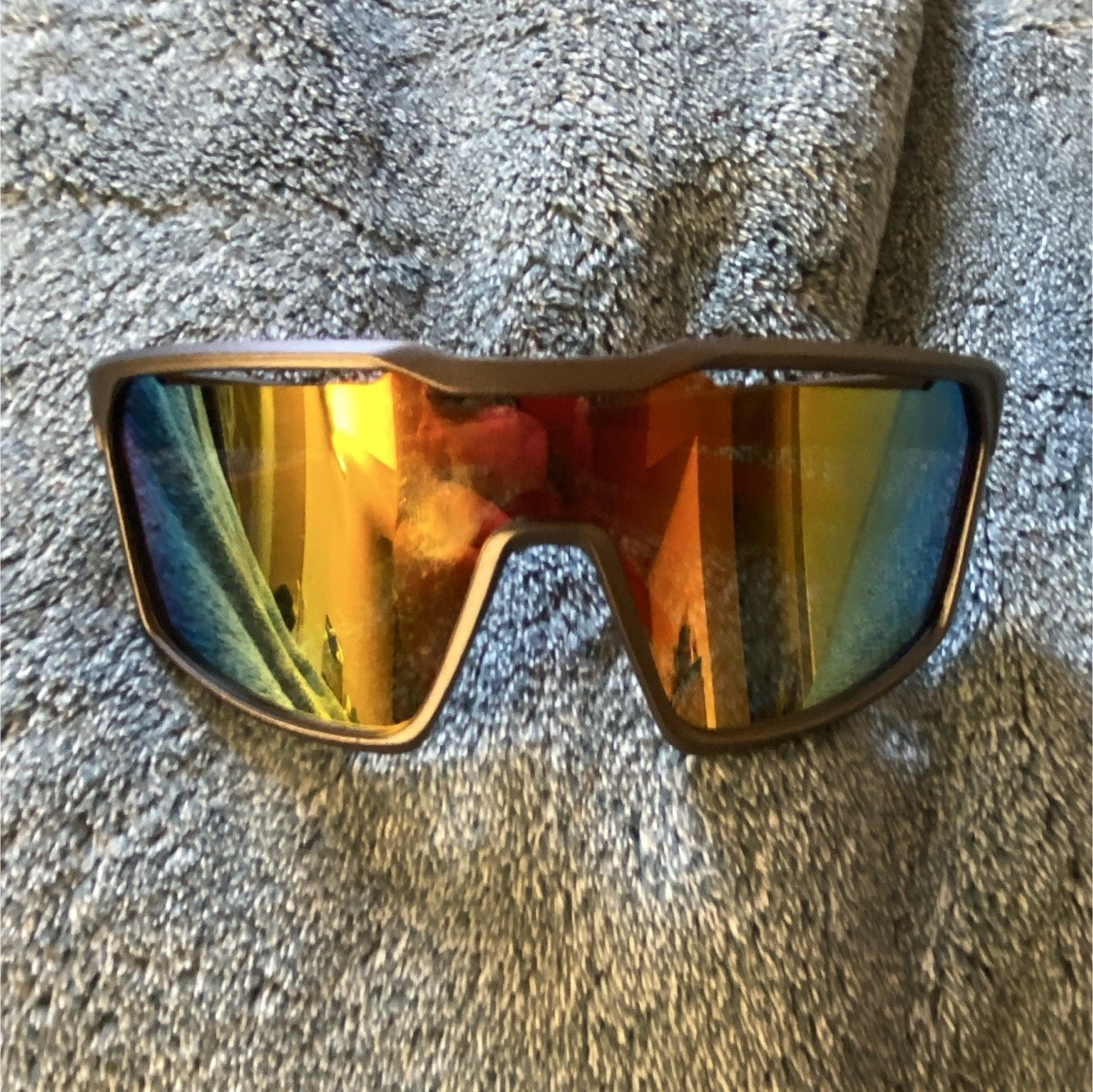 Ironman Men’s Lightweight Wrap Mirrored Sunglasses Black Frame Multicolor
