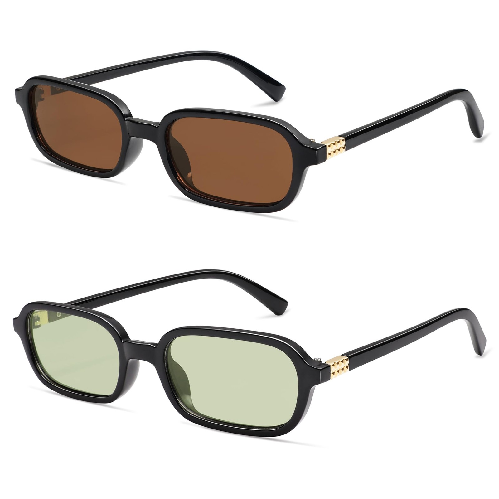 Appassal Retro Rectangular Small, P5 Black/Brown+black/Light Green Tinted