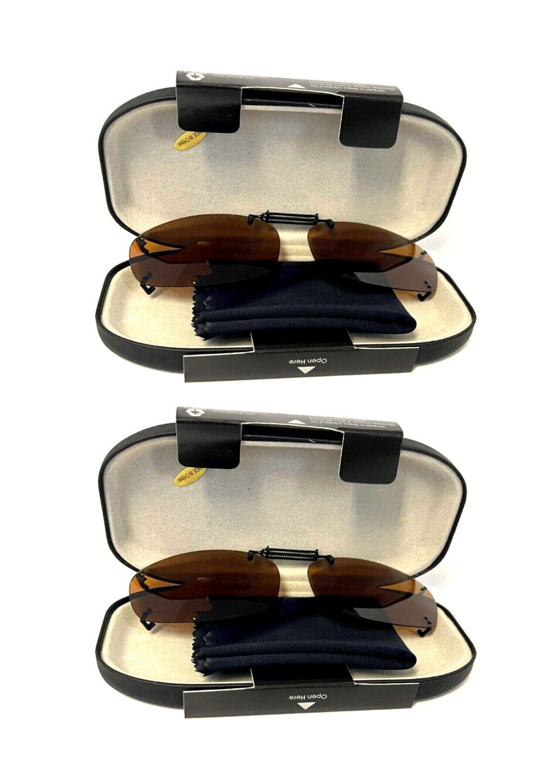 2 Haven Fit Over Sunwear Rec 5 54 Amber Rimless Clip-Ons Sunglasses NEW!!