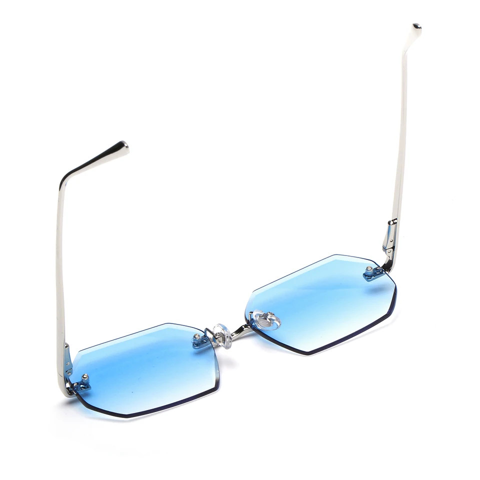 Rimless Sunglasses Diamond Cut Lens Unisex UV400 Metal Casual Wear Style