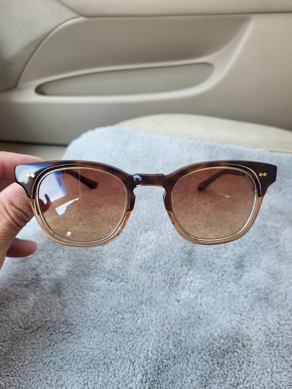 Mr Leight Hanalei 2 Brown Acetate 12k Gold Titanium With Cherry Gradient Lenses