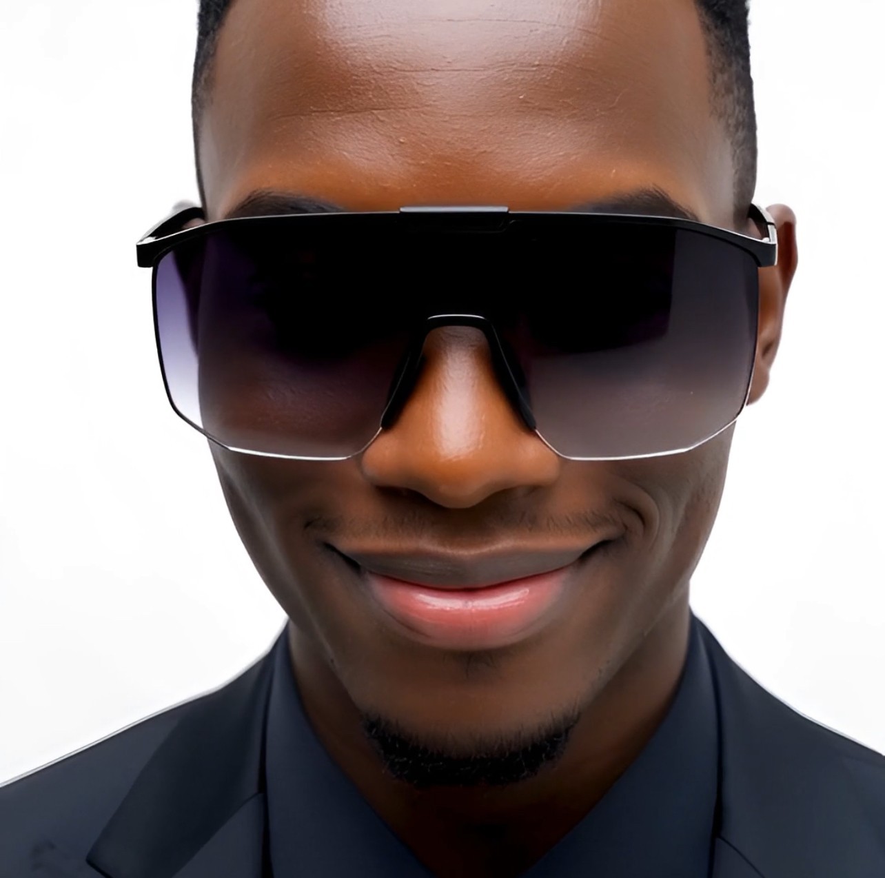 Men Women Black Lens Glasses Sunglasses Fashion Big Oversize Flat Lens Square