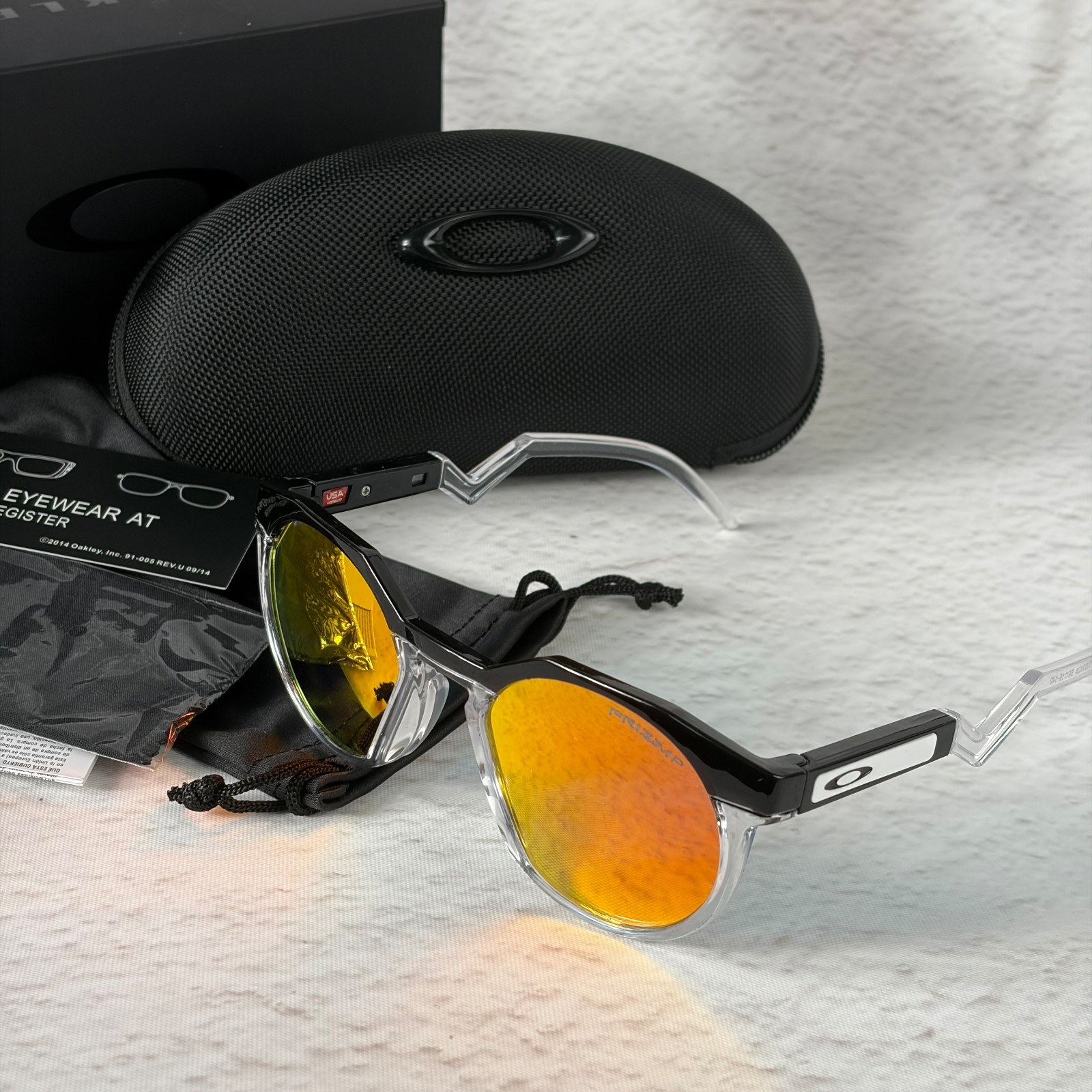 NEW Oakley HSTN Sunglasses Black Clear Frame Prizm Ruby Lens