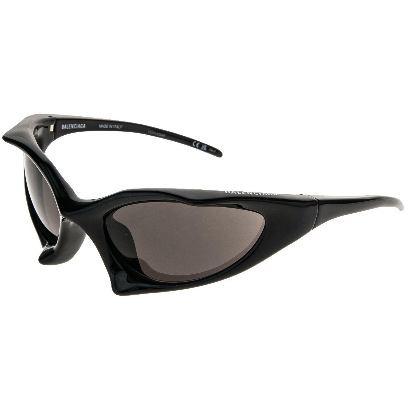 BALENCIAGA BB0352S RUNNER CAT 0352 Black Logo Angular Mask Unisex Sunglasses 001