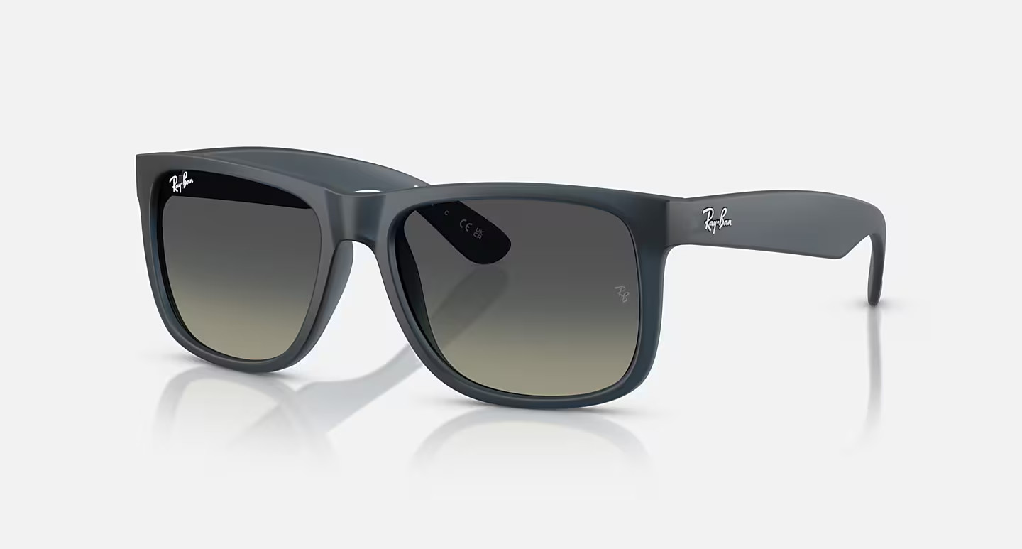 RAY-BAN JUSTIN CLASSIC – RUBBER BLUE W/GRADIENT GREY SIZE 55 – 0rb4165