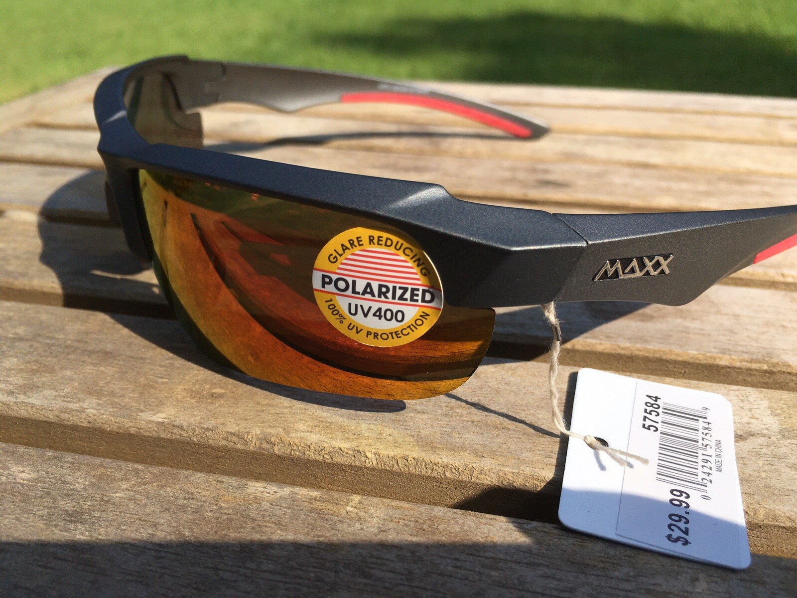 Maxx 8 HD Sunglasses Polarized Matte Gunmetal Mirrored Red Smoke lens 57584