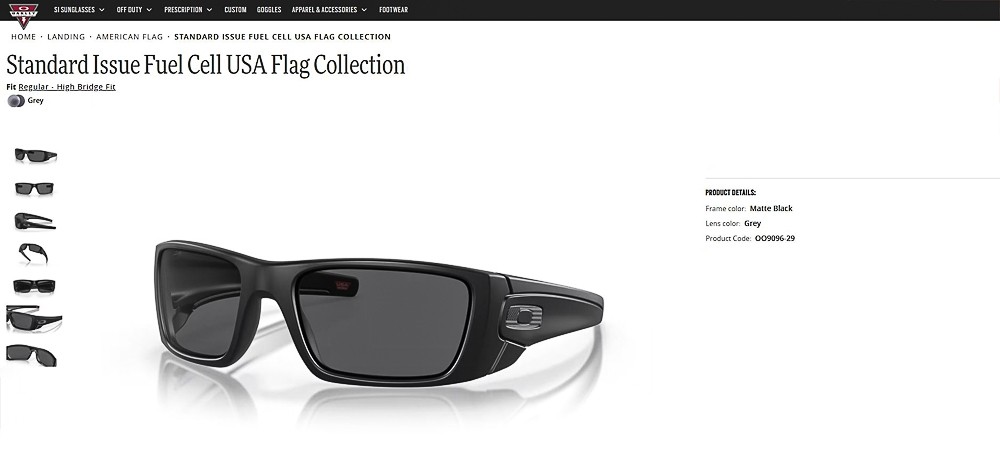 Oakley Fuel Cell Sunglasses Matte Black Gray USA Flag OO9096-2960 with Pouch