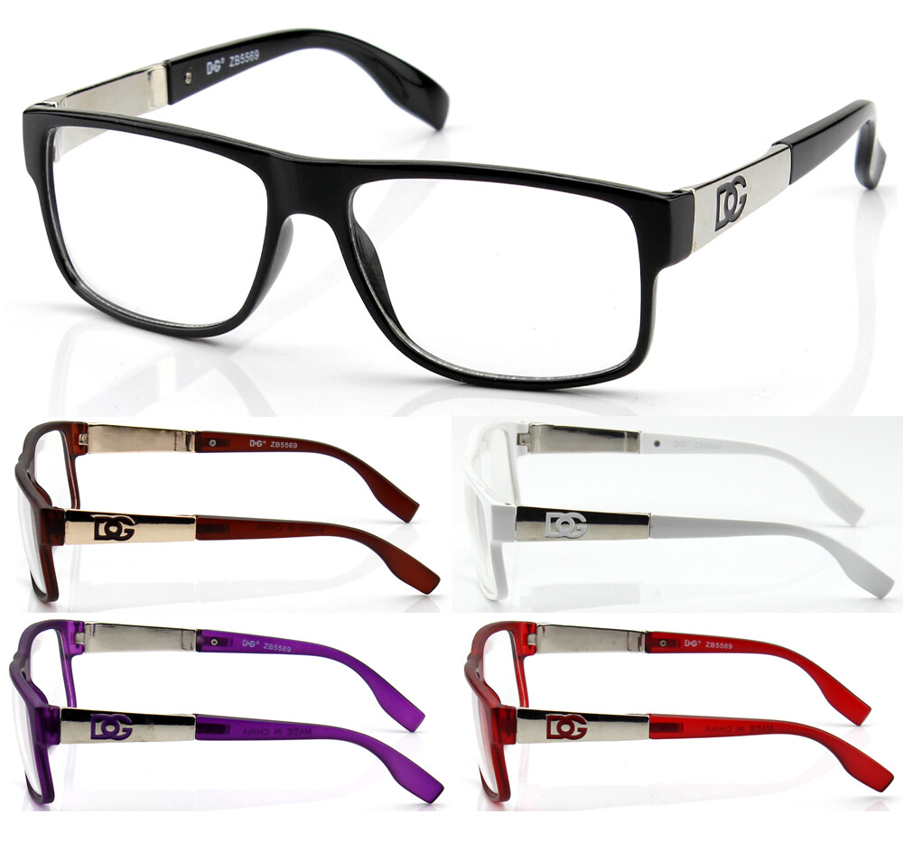 Mens Womens Clear Lens Square Eye Glasses Fashion Designer Wrap Frame Optical RX
