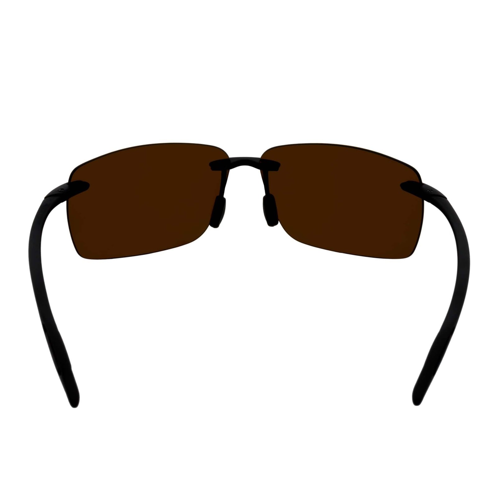 MAUI – Rimless TR90 Thin Sports Wrap Sunglasses Matte Black Brown Polarized