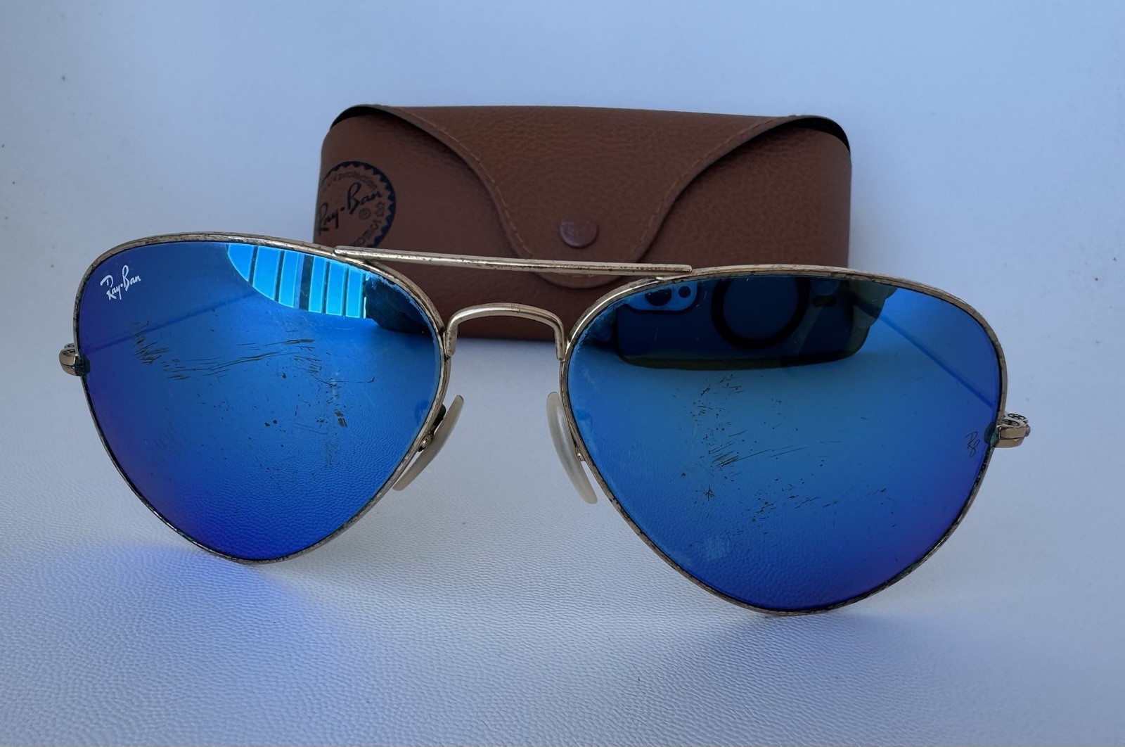 Ray Ban Aviator Blue Mirror RB3025 Standard 58 + Case + Bonus For Buy It Now
