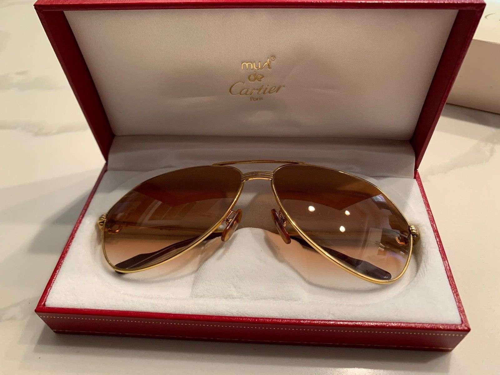 Must de Cartier Men’s Premiere Pilot/Aviator Sunglasses