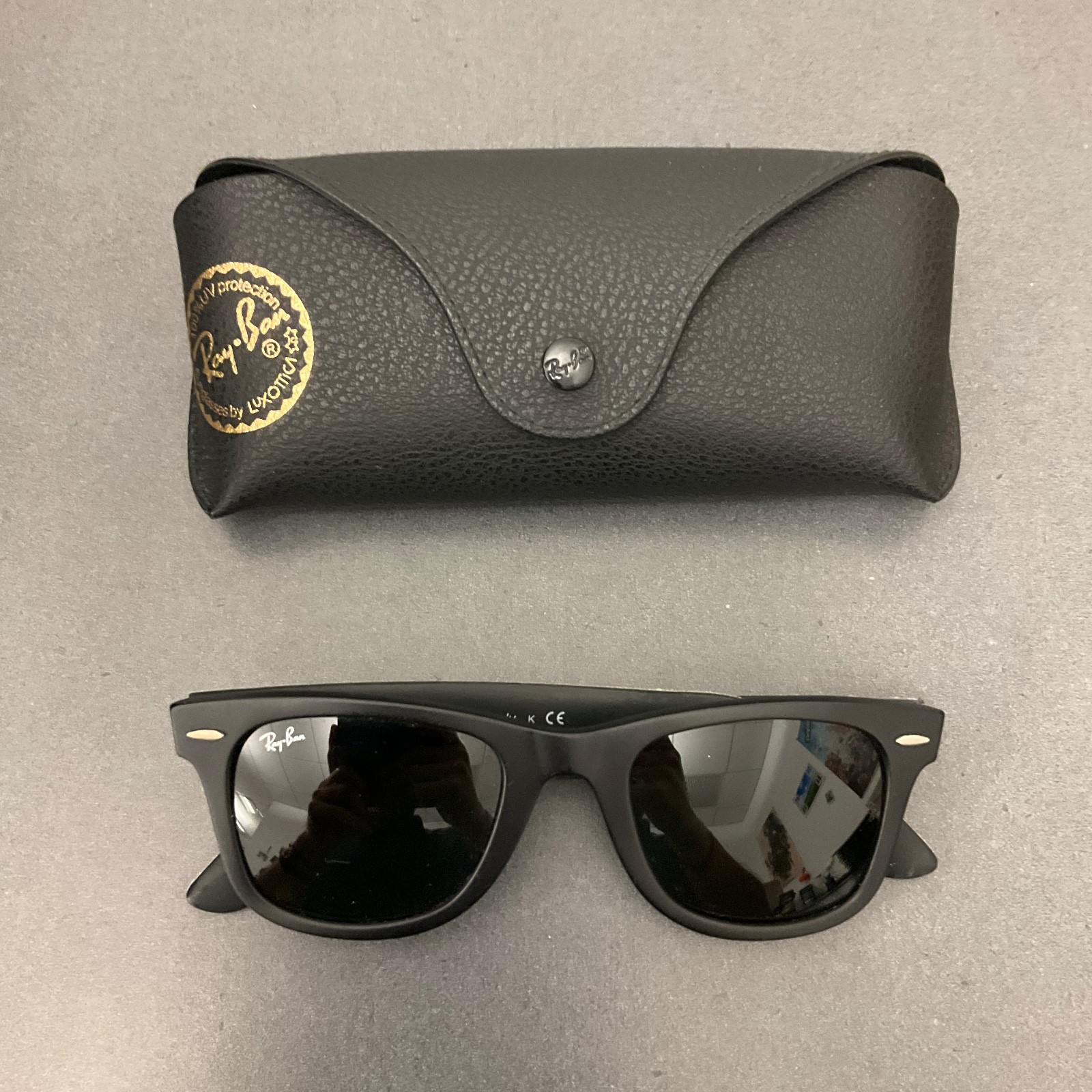 Ray-Ban RB2140 6065 Wayfarer Urban Camouflage 50-22 Matte Black Italy w/ Case