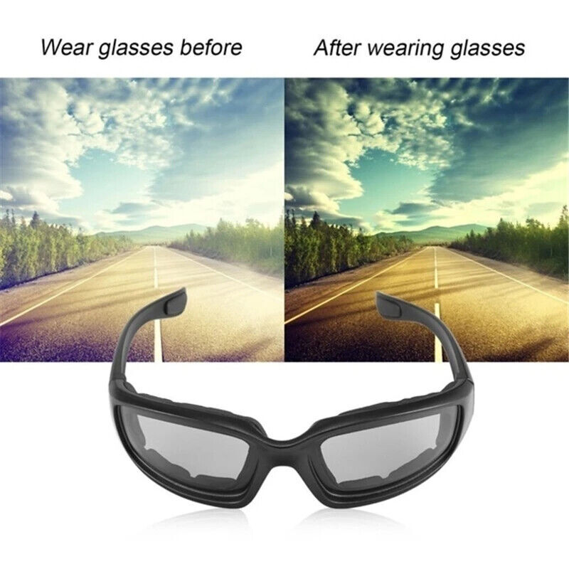 2 Pairs Motorcycle Sports Padded Biker Riding Glasses Wind Resistant Sunglasses