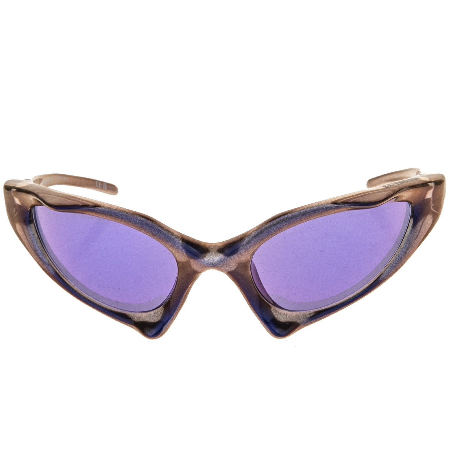 BALENCIAGA BB0352S RUNNER CAT 0352 Violet Mirror Glitter Unisex Sunglasses 002