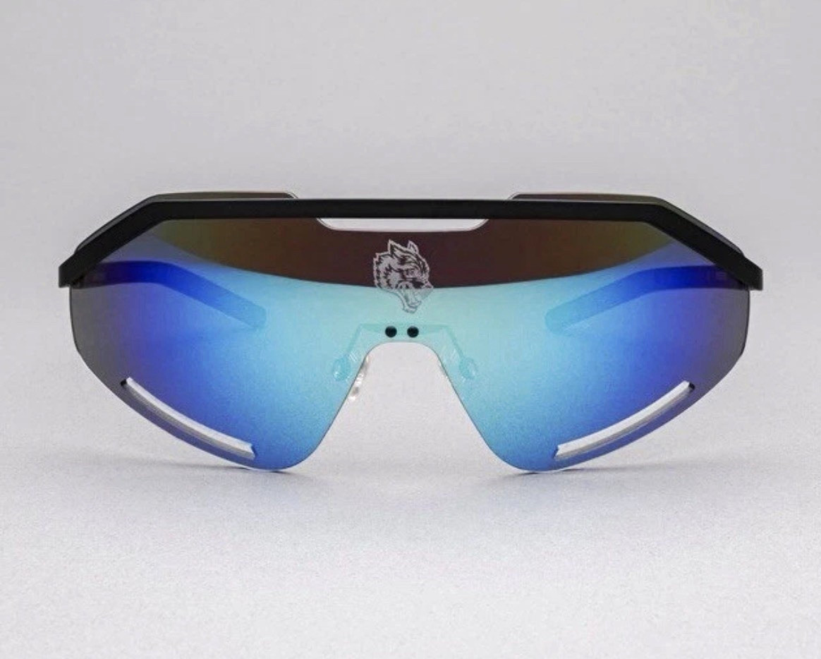 Wolf Head Speeder Shield Sunglasses Mirrored Blue Lens DSEW001-075-600-OS