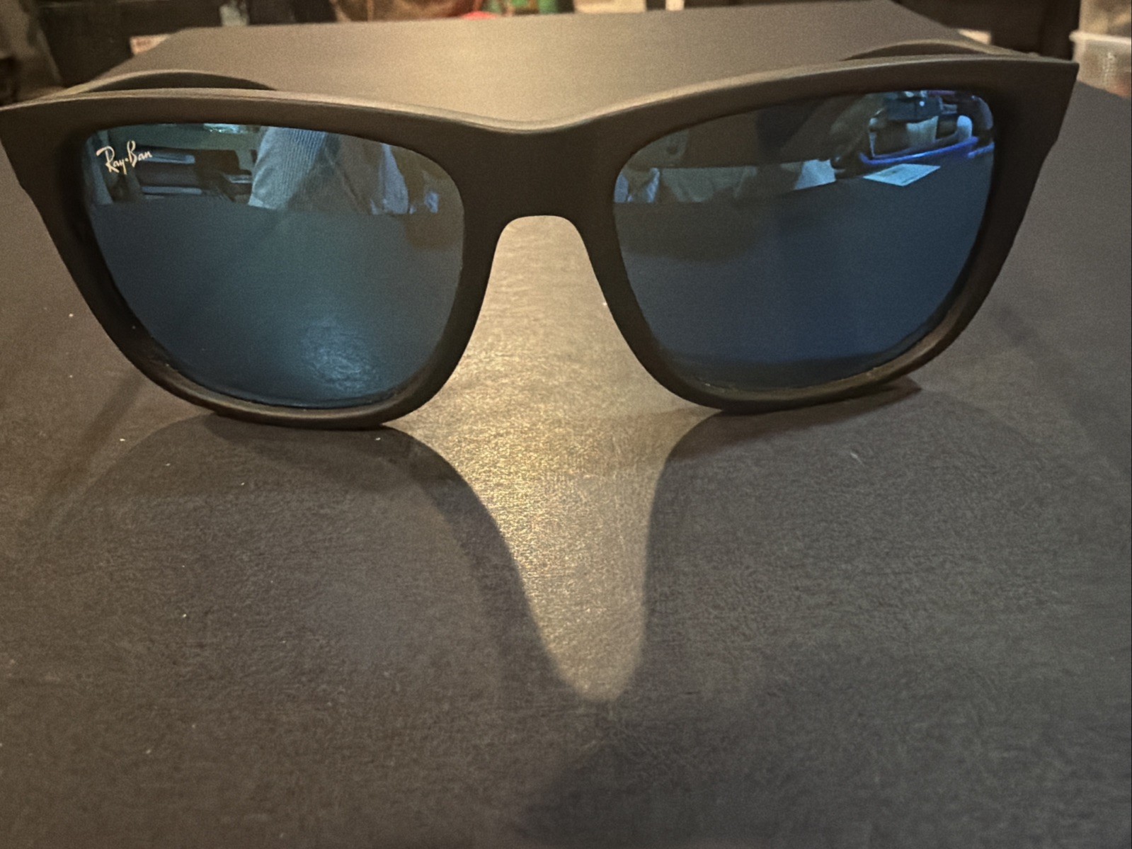 Ray-Ban Justin RB4165 Sunglasses Polarized Blue Lens Matte Black Frame 54 14 145