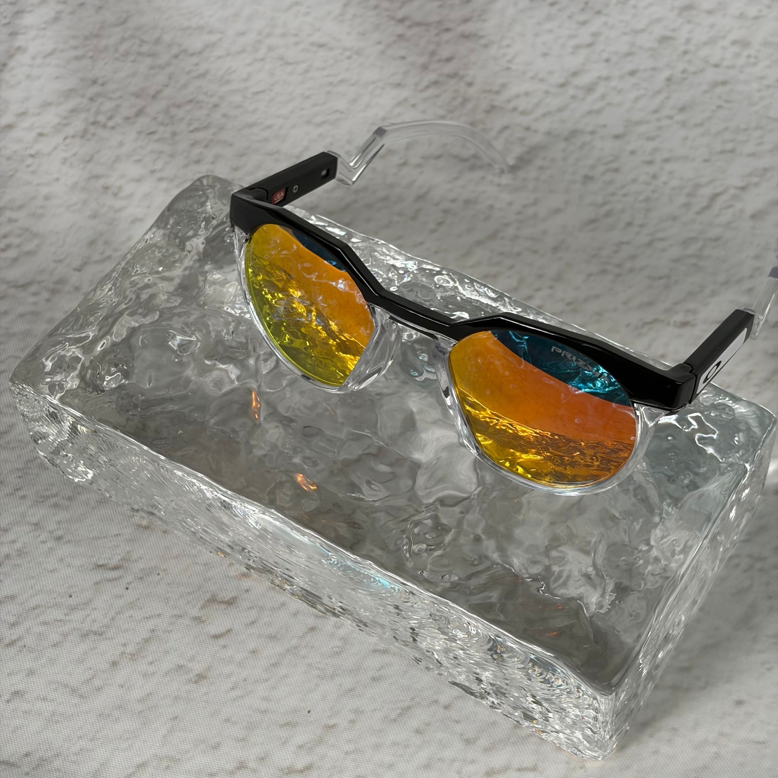 NEW Oakley HSTN Sunglasses Black Clear Frame Prizm Ruby Lens