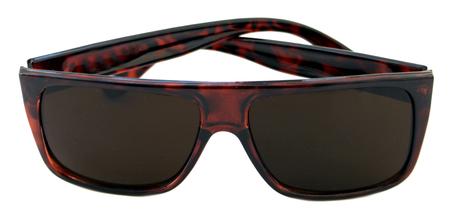 Men’s Flat Top Sunglasses Square Shape Brown Tortoise Frame Retro 80’s 90’s 360