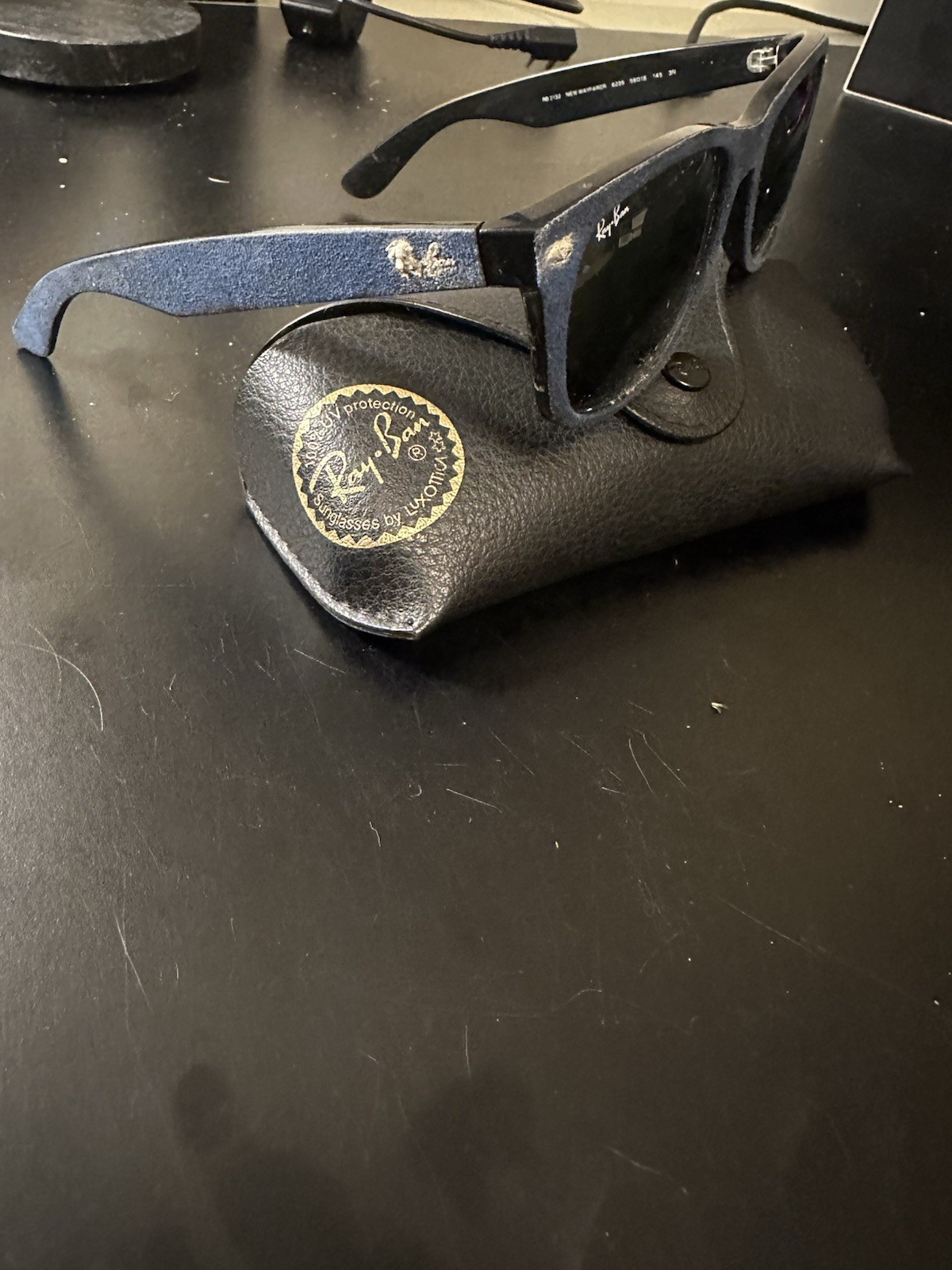 Ray-Ban RB2140 Denim Wayfarer Sunglasses Handmade Italy Blue w/ Case