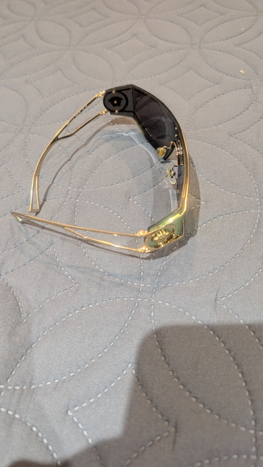 Versace VE2226 Shield Sunglasses Metal Frame Gold Tinted UV400(ORIGINALS)